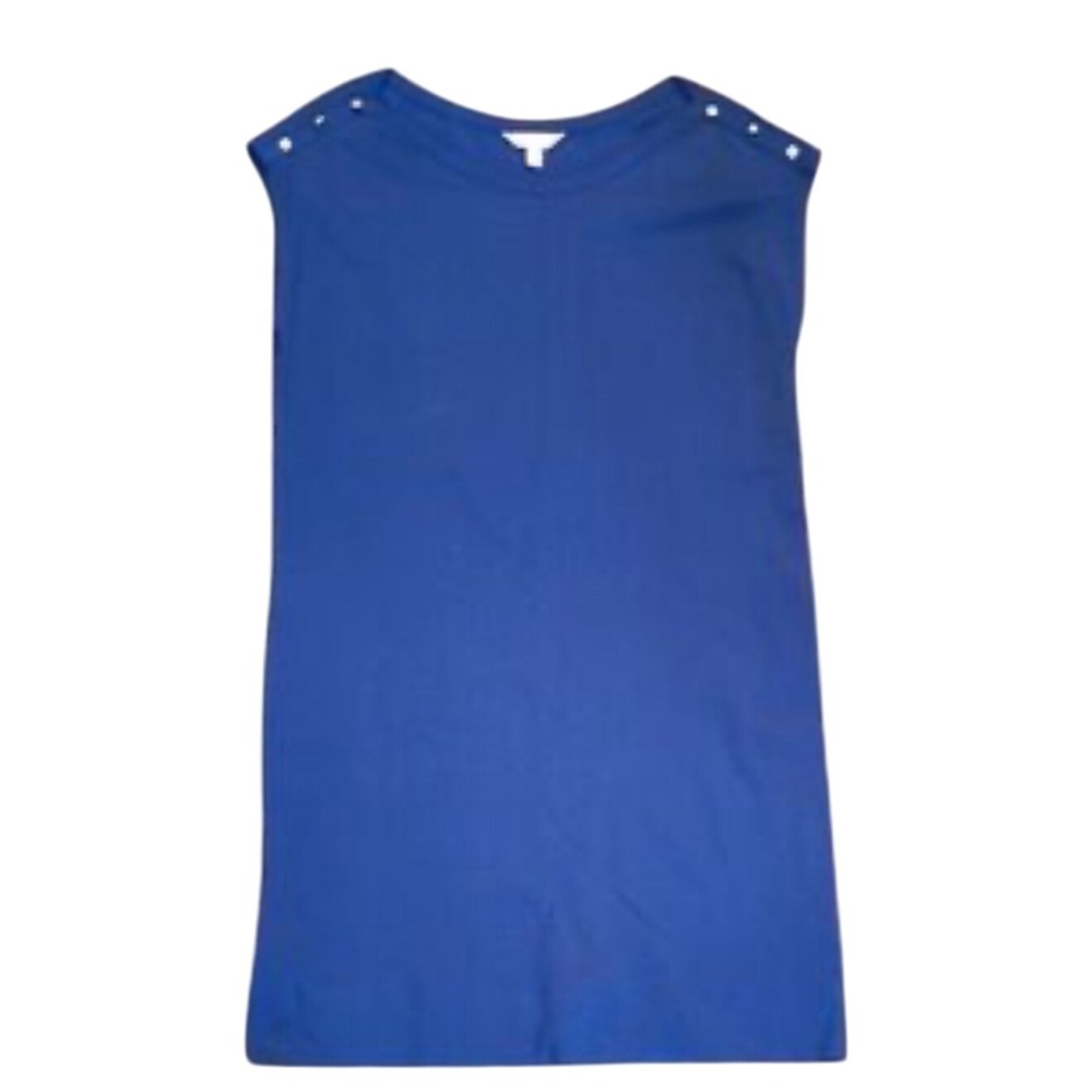 Lilly Pulitzer XS‎ Blue Sleeveless Shift Dress Gold Button Detail